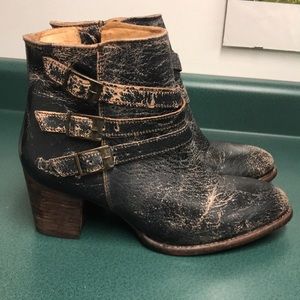 BedStu Begin Black Leather Harness Bootie